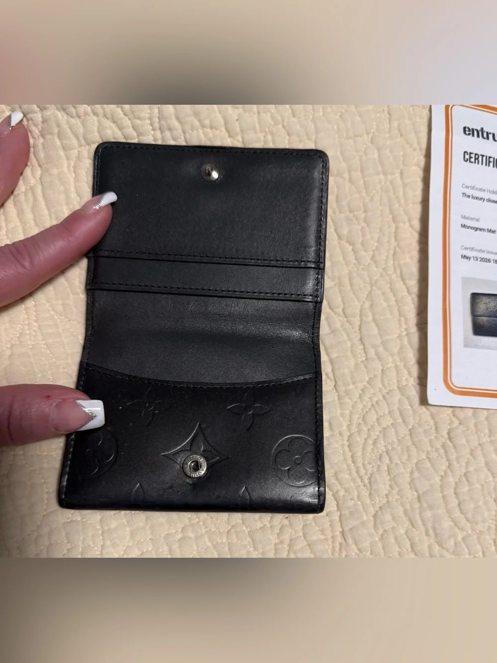 Louis Vutton “Vernis Matt” Black leather compact card/money holder!